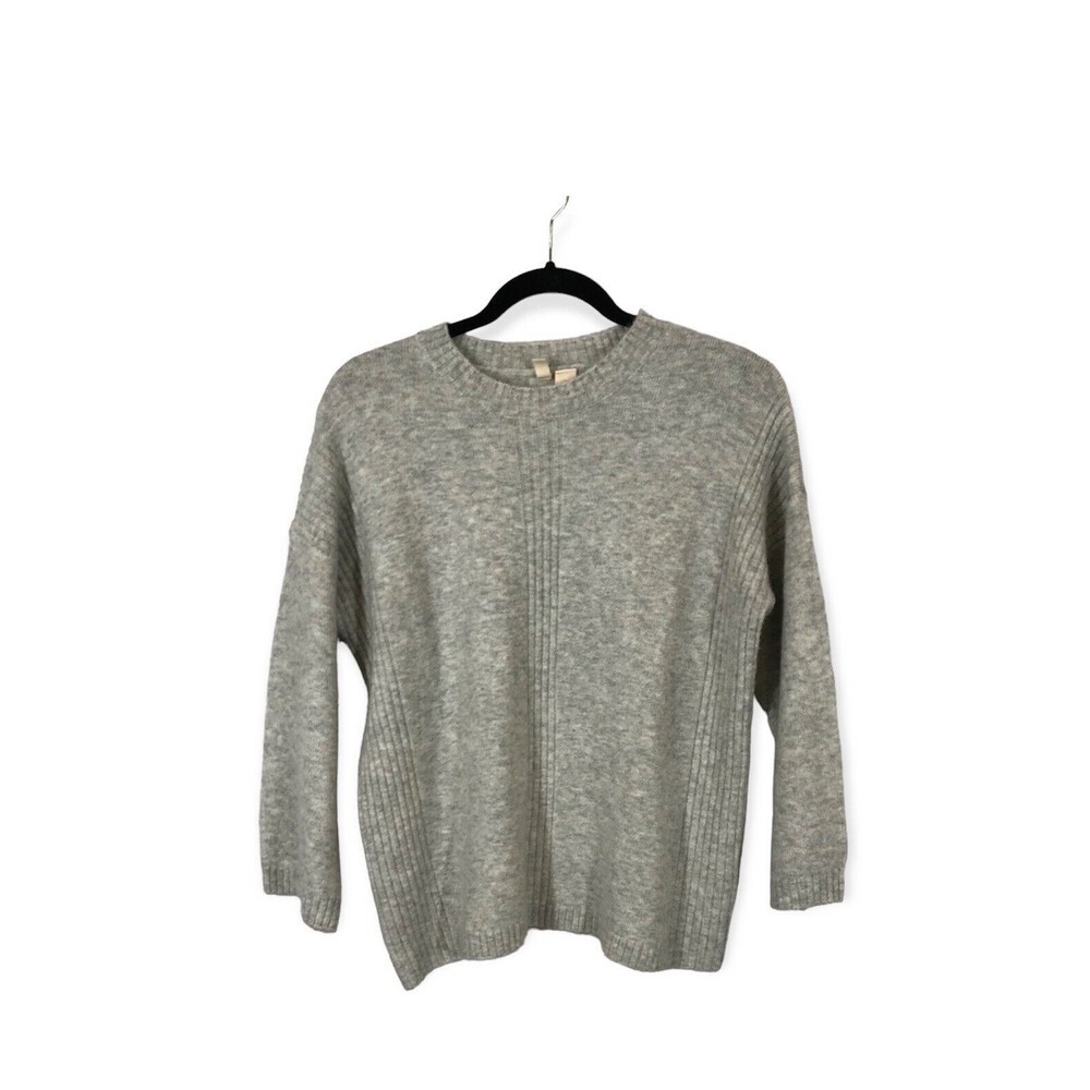 Anthropologie Moth Gray Knit Pullover Women's Medium Cozy Wool Blend Sweater